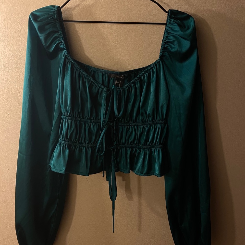 Satin Effect Ruffled Shirt